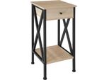 Tectake® Beistelltisch, Industrial Style, Mit 2 Ablagen, Schublade Und Seitlichen X-Streben, 35 X 35 X 70,5 Cm