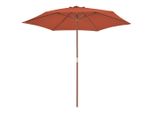 Vidaxl Ombrellone Con Asta In Legno 270 Cm Terracotta