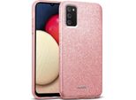 Custodia Del Telefono Cellulare Per Samsung Galaxy A03S Caso Glitter Copertura Tpu Protettiva, Oro Rosa