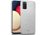 Custodia Del Telefono Cellulare Per Samsung Galaxy A02S Caso Glitter Copertura Tpu Protettiva, Argento