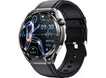Inf Smartwatch Con Ecg, Cardiofrequenzimetro, Fitness Tracker E Molteplici Modalità Sportive Cinturino In Pelle Nera