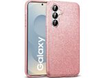 Custodia Del Telefono Cellulare Per Samsung Galaxy S25 Fe Caso Glitter Copertura Tpu Protettiva, Oro Rosa