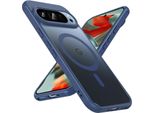 Custodia Magnetica Per Google Pixel 9 Pro Xl Cover Copertura Protettiva Magsafe Telaio Antiurto In Tpu Forte Anello Magnetico, Blu