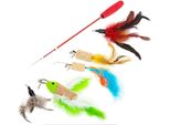 Akinu Canna Da Pesca Con Set Di Piume I. Giocattolo Per Gatti