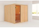 Sauna KARIBU Oulu, beige (naturbelassen), ohne Ofen, (ohne Ofen), Saunen