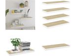 Vidaxl Mensole Galleggianti 4 Pz. Look Rovere E Bianco 60X23,5X3,8 Cm Mdf - Mensola A Muro - Mensole A Muro - Mensola A Muro Galleggiante - Mensola A Muro Galleggiante