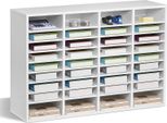 Organizzatore Per Letteratura Con 36 Scomparti - Ripiani Regolabili In Legno Bianco - Organizzatore Per Lettere