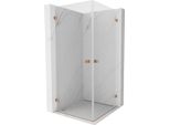 Mexen Lunar-B Duo Cabina Doccia A Battente 80 X 80 Cm, Trasparente, Rame Spazzolato - 832-080L-080P-65-00