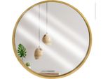 Vilde Specchio Da Parete Appeso Specchio Con Cornice In Legno Color Oro Rotondo 30 Cm