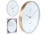 Vilde Orologio Da Parete Orologio Da Camera Orologio Da Soggiorno Orologio Da Cucina Bianco Color Oro Con Termometro E Igrometro 27X34,5 Cm