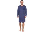 Camicia Da Notte Da Uomo Con Maniche Lunghe E Collo Rotondo, Blu Scuro/M