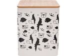 Orion Contenitore Per Cibo Per Animali Domestici Contenitore In Metallo Per Cibo Per Cani Cibo Per Gatti Con Coperchio In Legno 11,5X11,5X14,5 Cm