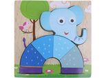 Puzzle Di Legno Dell'elefante Blocchi Didattici