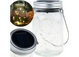 Lampada Da Giardino A Led, Lanterna Solare A Sospensione, Vaso Di Vetro, Filo 10 Led Bianco Caldo