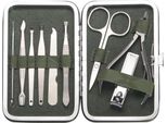 Inf Set Tagliaunghie In Acciaio Inox Verde Scuro 9 Pezzi - Kit Manicure E Pedicure Professionale