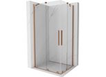 Mexen Velar Duo Cabina Doccia Scorrevole 90 X 80 Cm, Trasparente, Rame Spazzolato - 871-090-080-02-65