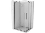 Mexen Velar Duo Cabina Doccia Scorrevole 90 X 80 Cm, Trasparente, Grigio Canna Di Fucile Spazzolato - 871-090-080-02-66