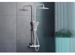Sistema Doccia Con Termostatico BS371 Bianco Opaco, Sistema Doccia A Pioggia, Soffione Con Ugelli Anticalcare, Asta Doccia Regolabile In Altezza - Colore: Bianco/Rosa