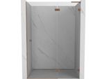 Mexen Lunar L Porta Doccia A Battente Destra 135 Cm, Trasparente, Rame Satinato - 834L-135-000-65-00-P