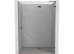 Mexen Lunar L Porta Doccia A Battente Destra 135 Cm, Trasparente, Oro Rosa - 834L-135-000-60-00-P