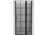 Mexen Mist Porta Doccia A Battente Destra 115 Cm, Griglia Nera, Nero - 8A4-115-000-70-77-P