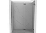 Mexen Lunar L Porta Doccia Scorrevole Destra 140 Cm, Trasparente, Grigio Canna Di Fucile Spazzolato - 834L-140-000-66-00-P