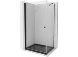 Mexen Pretoria Cabina Doccia A Battente 80 X 70 Cm, Trasparente, Nera + Piatto Doccia Flat, Nero - 852-080-070-70-00-4070B