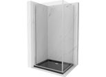 Mexen Pretoria Cabina Doccia Battente 90 X 80 Cm, Trasparente, Cromo + Piatto Doccia Flat, Nero - 852-090-080-01-00-4070