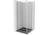 Mexen Pretoria Cabina Doccia Battente 80 X 80 Cm, Trasparente, Cromata + Piatto Doccia Flat, Nero - 852-080-080-01-00-4070