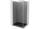 Mexen Pretoria Cabina Doccia A Battente 80 X 90 Cm, Grafite, Cromo + Piatto Doccia Flat, Nero - 852-080-090-01-40-4070