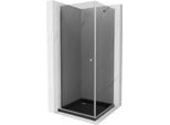Mexen Pretoria Cabina Doccia Battente 90 X 90 Cm, Grafite, Cromo + Piatto Flat, Nero - 852-090-090-01-40-4070