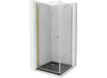 Mexen Pretoria Cabina Doccia A Battente 80 X 80 Cm, Trasparente, Oro + Piatto Flat, Nero - 852-080-080-50-00-4070G