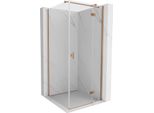Mexen Mist-H T Cabina Doccia A Battente Destra 90 X 90 Cm, Trasparente, Rame Spazzolato - 8A5T-090-090-65-00-P