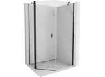 Mexen Mist Cabina Doccia Pentagonale Asimmetrica A Battente 80 X 100 Cm, Trasparente, Nera - 8A8-080-100-70-00