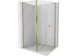 Mexen Mist L Cabina Doccia Pentagonale Asimmetrica Battente 100 X 80 Cm, Trasparente, Oro - 8A8L-100-080-50-00
