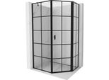 Mexen Mist Cabina Doccia Pentagonale Asimmetrica A Battente Destra 80 X 100 Cm, Griglia Nera, Nero - 8A8-080-100-70-77-P