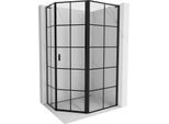 Mexen Mist L Cabina Doccia Pentagonale Asimmetrica Battente Destra 90 X 80 Cm, Griglia Nera, Nero - 8A8L-090-080-70-77-P