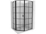 Mexen Mist L Cabina Doccia Pentagonale Asimmetrica A Battente Sinistra 80 X 100 Cm, Griglia Nera, Nera - 8A8L-080-100-70-77-L