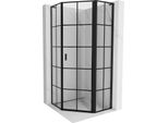 Mexen Mist L Cabina Doccia Pentagonale A Battente Destra 80 X 80 Cm, Griglia Nera, Nero - 8A8L-080-080-70-77-P