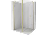 Mexen Mist L Cabina Doccia Pentagonale Asimmetrica A Battente 90X80 Cm, Trasparente, Oro Spazzolato - 8A8L-090-080-55-00