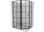 Mexen Mist L Cabina Doccia Pentagonale Asimmetrica Battente Sinistra 90 X 80 Cm, Griglia Nera, Nero - 8A8L-090-080-70-77-L