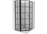 Mexen Mist L Cabina Doccia Pentagonale Battente Sinistra 80 X 80 Cm, Griglia Nera, Nero - 8A8L-080-080-70-77-L