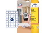 Avery L7120 - Etichette Di Carta Autoadesive Permanenti - Bianco - 35 X 35 Mm 875 Etichette (25 Fogli X 35) (L7120-25)