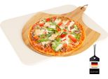 Set Di Pietre Per Pizza Bremermann 2 Pz // Pietra Per Pizza Incl. Buccia Per Pizza // Cordierite, Rettangolare 30 X 38 Cm // Buccia Per Pizza In Bambù