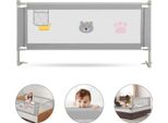 Fiqops 150Cm Protezione Letto Bambini Protezione Letto Regolabile In Altezza Protezione Anticaduta Per Bambini Protezione Letto Con Rete Arieggiata, Per Letto Famiglia E Lettino Grigio