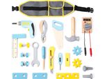 Umu® Utensili In Legno Per Bambini 25 Pezzi - Cintura Porta Attrezzi Per Bambini Da 2, 3, 4, 5 Anni