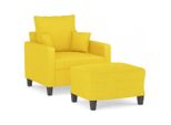 Vidaxl Poltrona Con Sgabello Giallo Chiaro 60 Cm In Tessuto