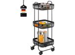Carrello A 3 Livelli Eluno, Carrello Da Cucina In Metallo Nero
