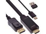 Inline® Cavo Convertitore Da Hdmi A Displayport, 4K/60Hz, Nero, 1M
