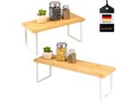 Set Di 2 Portaspezie Bremermann, Portaspezie Da Cucina In Bambù E Metallo Bianco, Larghezza Circa 36 E 50 Cm